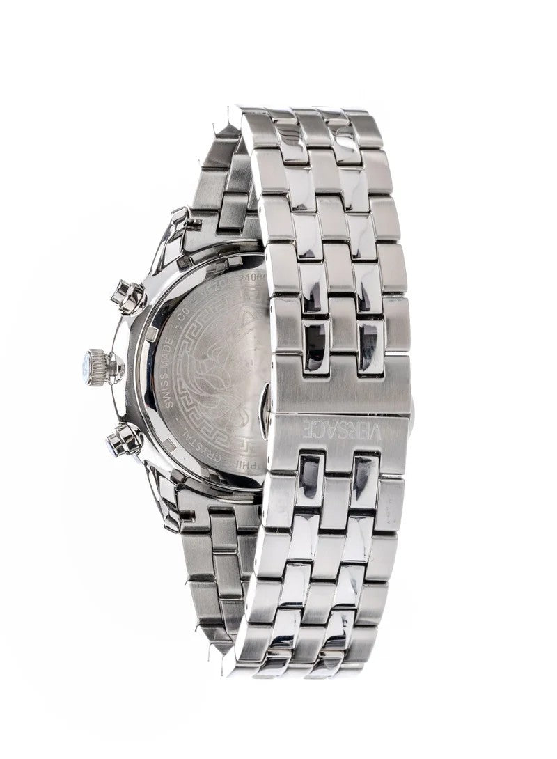 Versace Sport Chronograph In Stainless Steel With Blue Dial