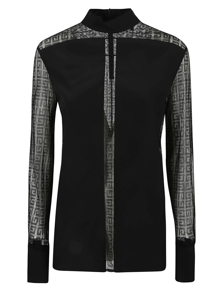 Givenchy Geometric Sheer Panel Black Shirt