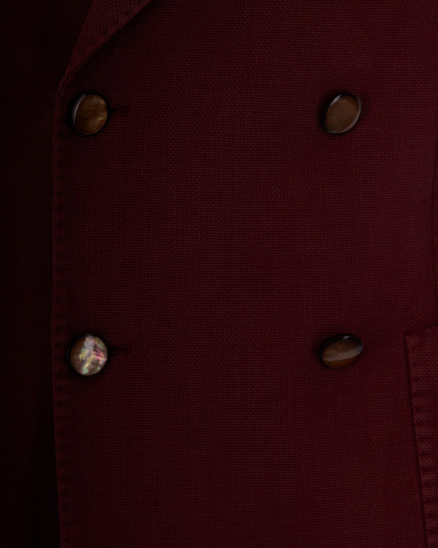 L.B.M. 1911 Burgundy Double-Breasted Textured Jacket