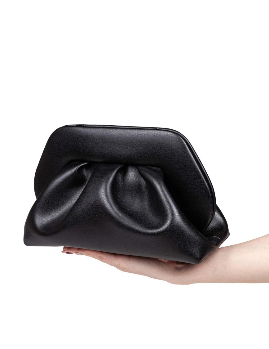 Themoirè Vegan Fabric Clutch Bag Color Black