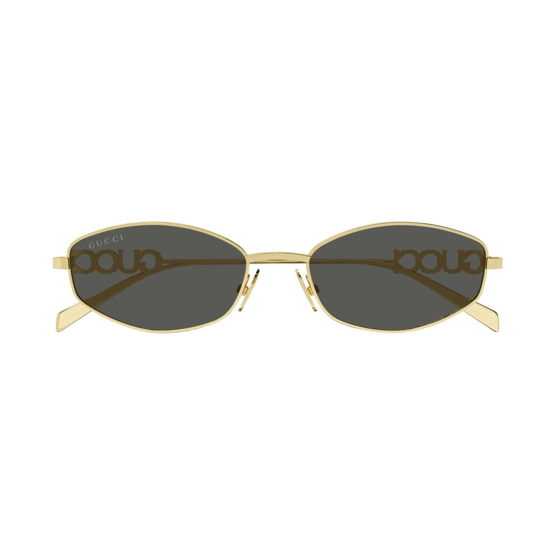 Gucci Thin Gold Metal Frame Sunglasses With Rhinestone Detail