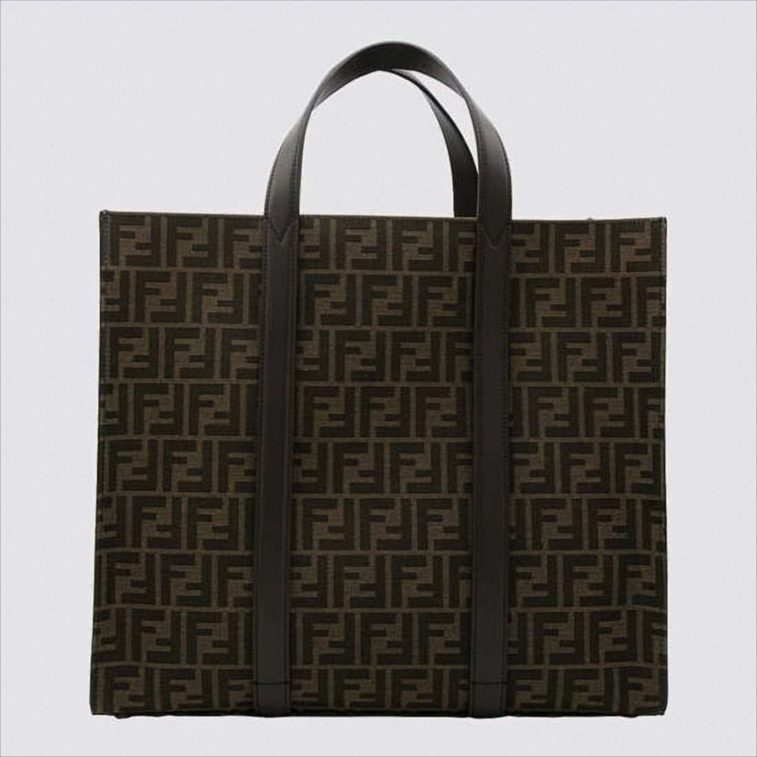 Fendi Structured Dark Brown Monogram Tote Bag With Detachable Strap
