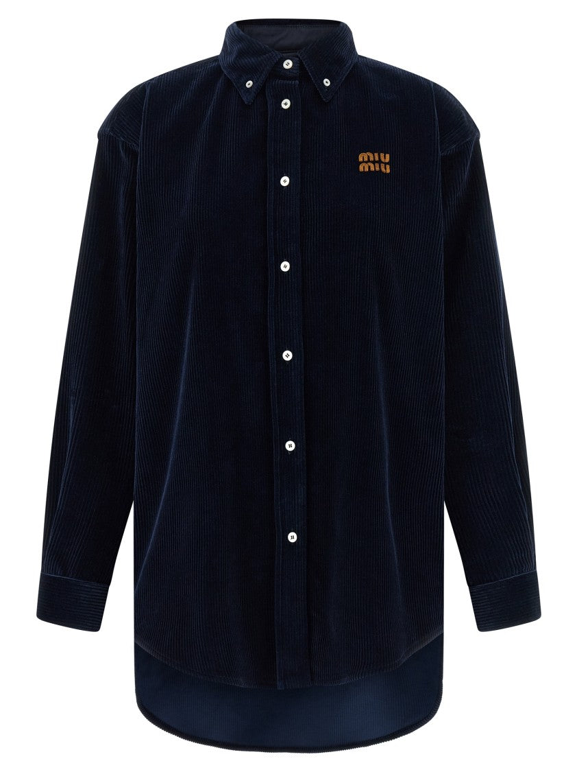 Miu Miu Velvet And Leather Shirt