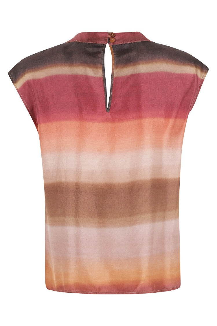Kiltie Brown Den Knot Neckline Silk Blouse