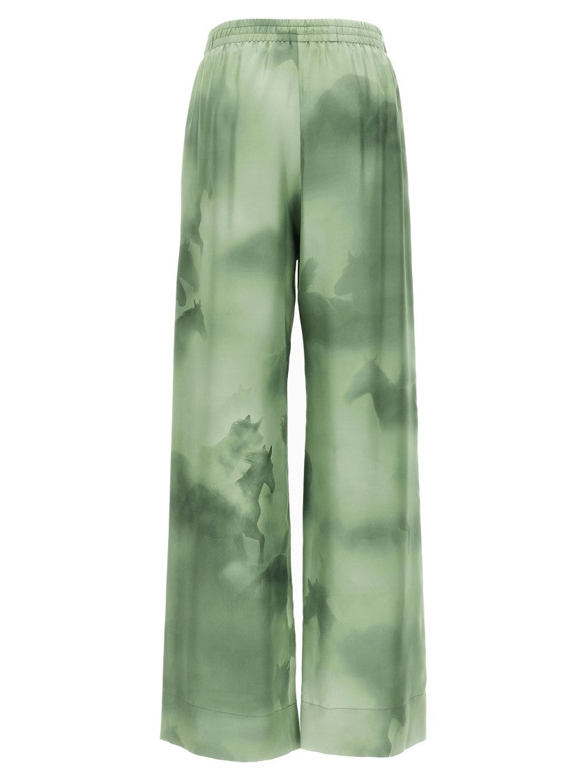 Stella Mccartney All-Over Print Silk Pants With High Waist