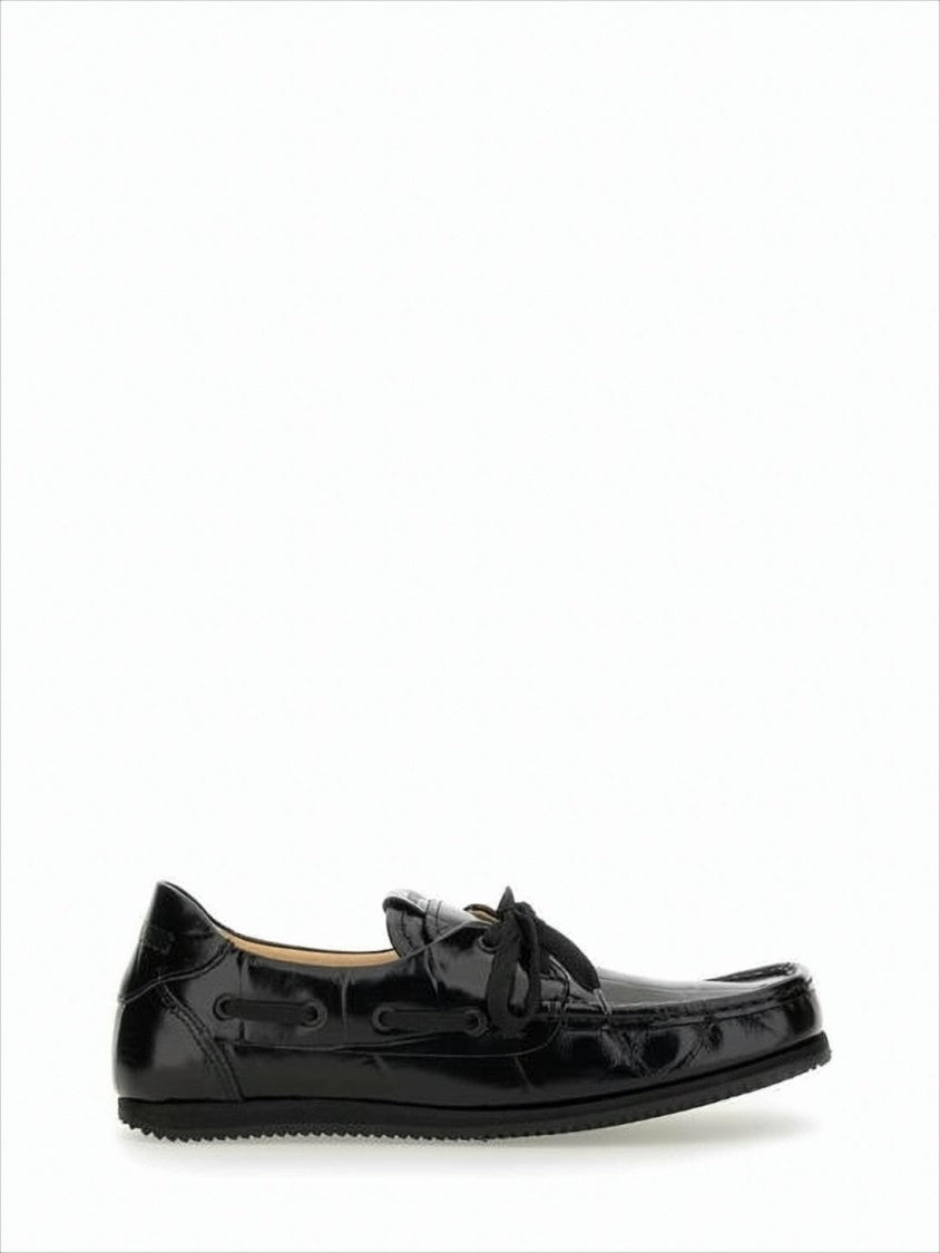 Jacquemus Glossy Black Leather Loafers With Bow Detail