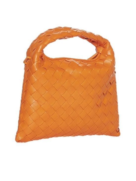Bottega Veneta Mini Handbag In Woven Calf Leather With Polished Finish