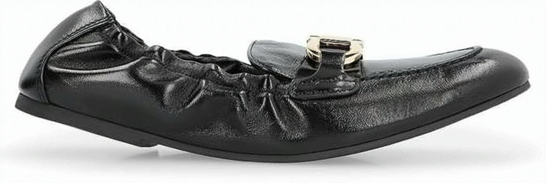Salvatore Ferragamo Gathered Napa Leather Flat Shoes