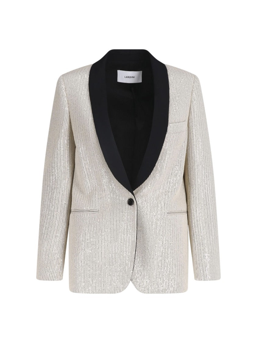 Lardini Cream Sequin Single-Breasted Blazer