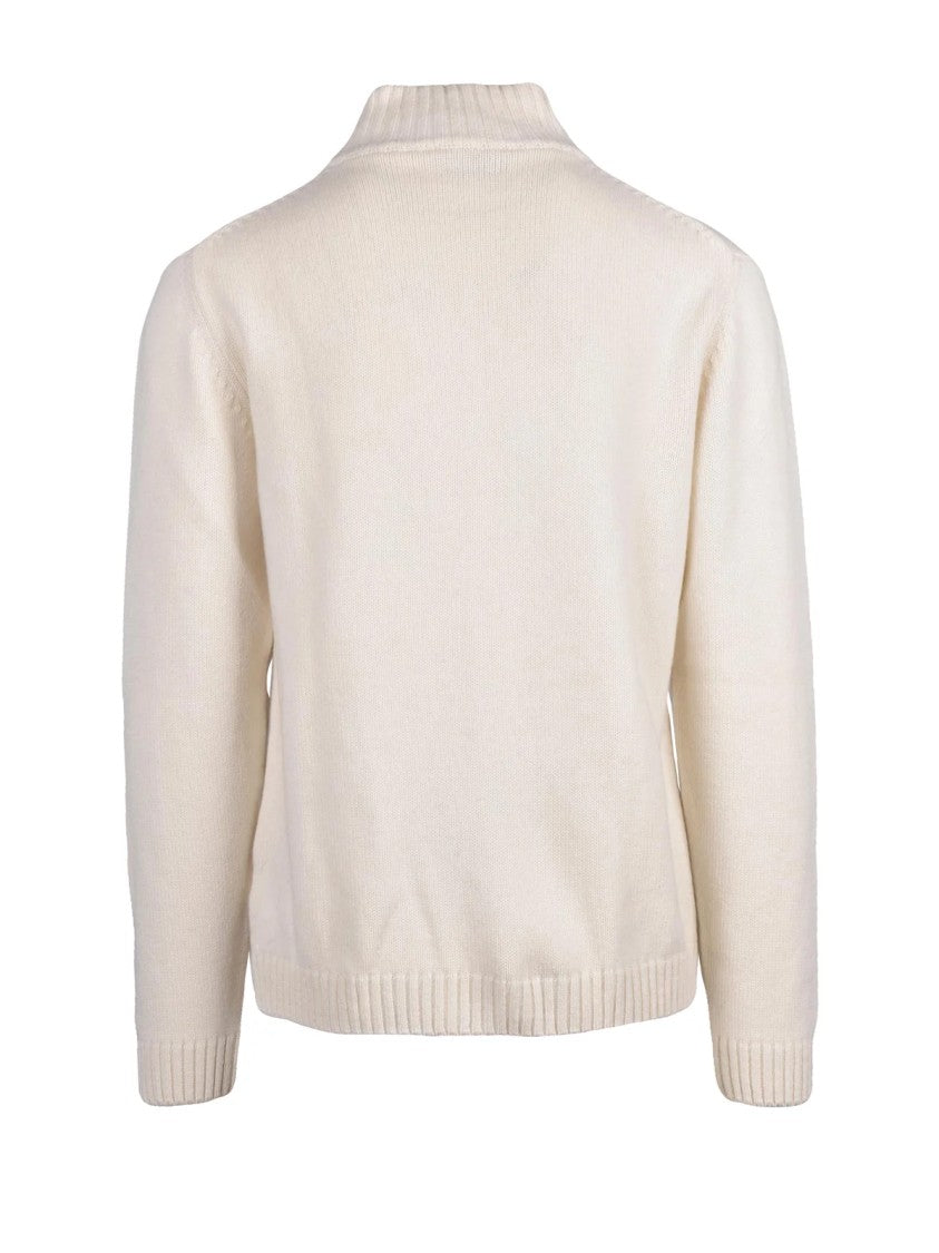 Daniele Fiesoli Beige Merino Wool Zip Cardigan