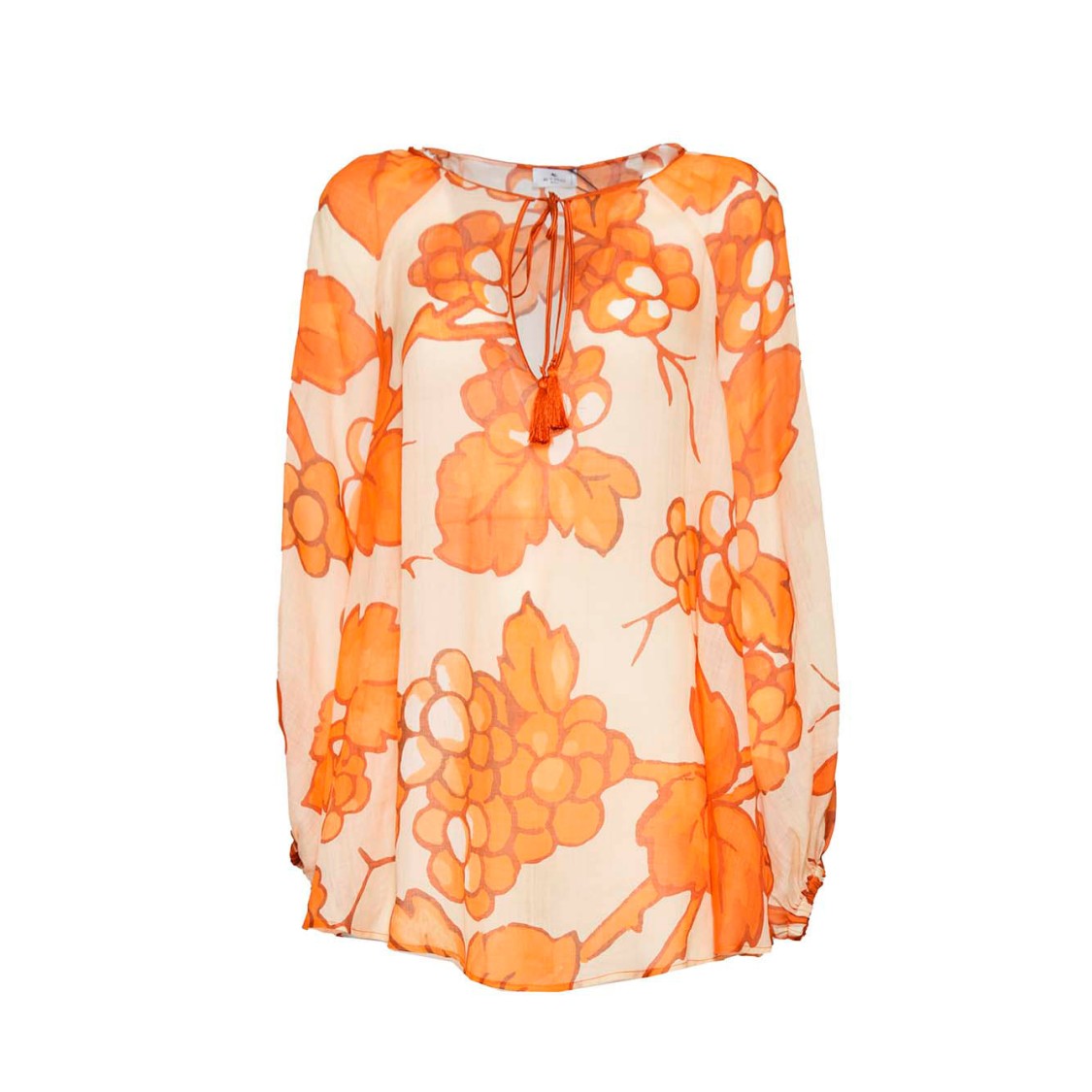 Etro Orange Printed Ramie Blouse