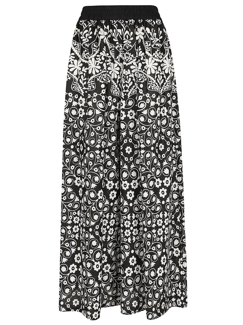 Max Mara Wide Leg Trousers With Intricate Floral And Geometric Pattern