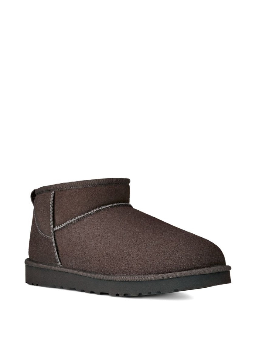 Ugg Brown Slip-On Boots With Textured Rubber Sole