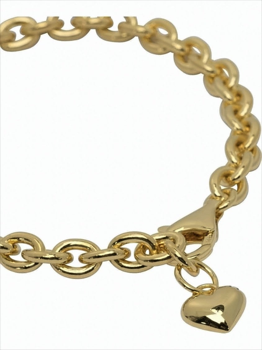 Humanmade Polished Silver Chain Bracelet With Heart Charm