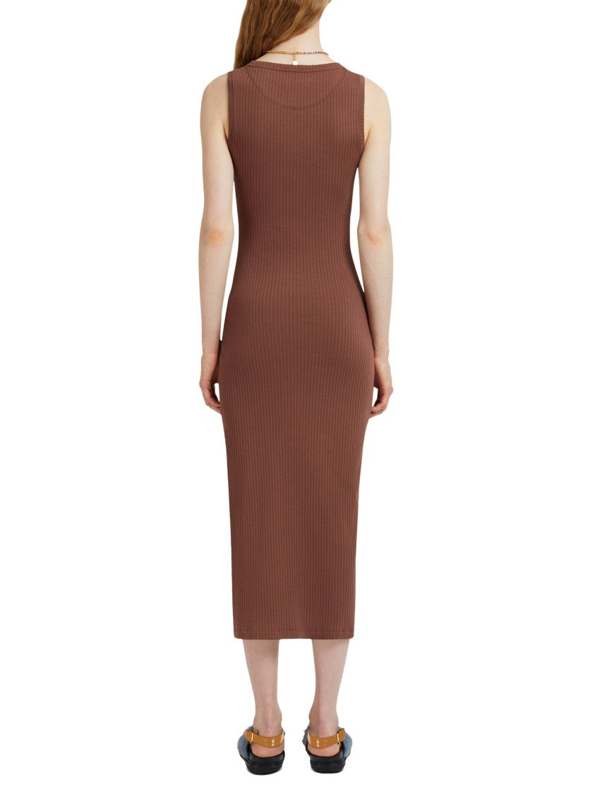 Marni Fitted Midi Dress With Ribbed Texture