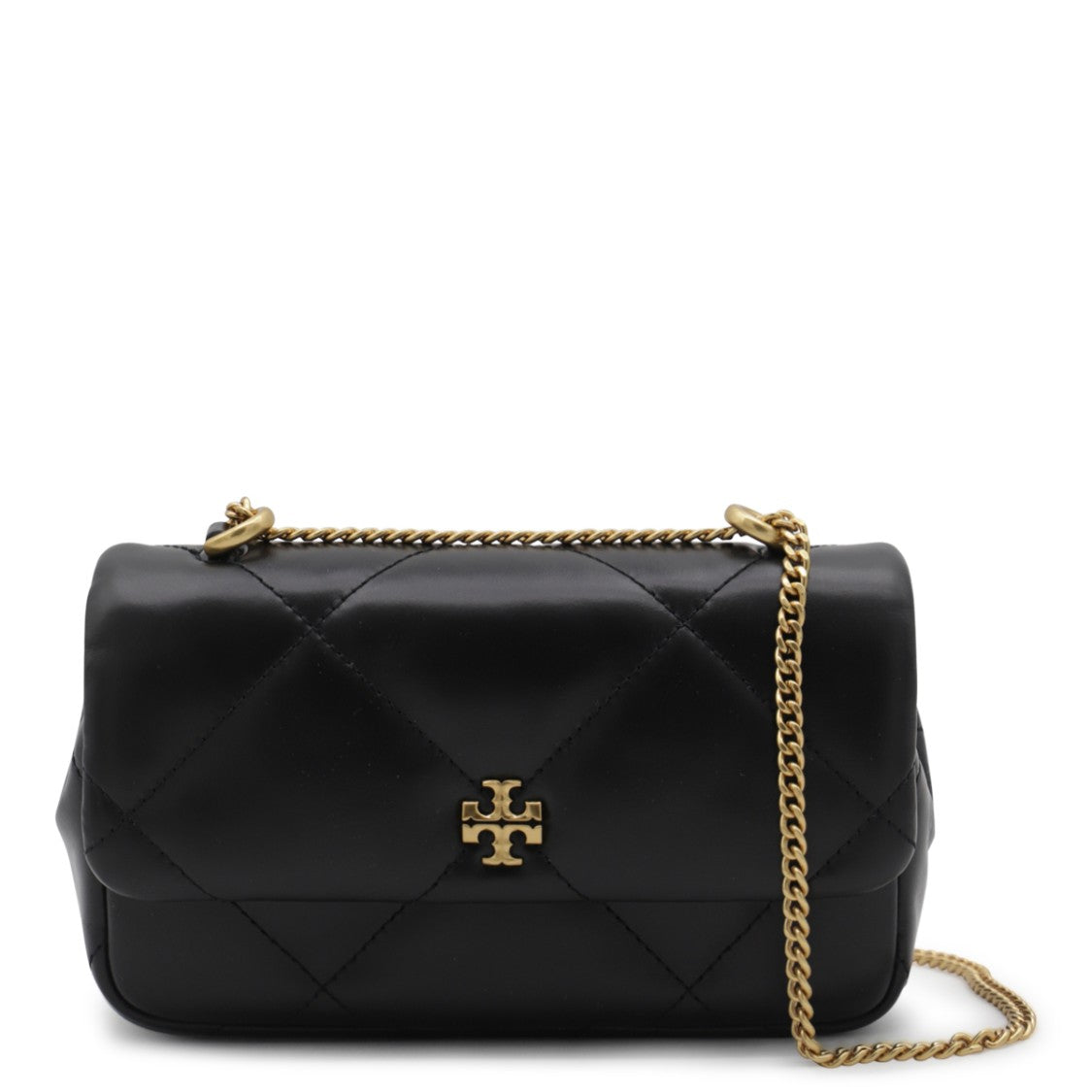 Tory Burch Black Leather Kira Diamond Small Shoulder Bag