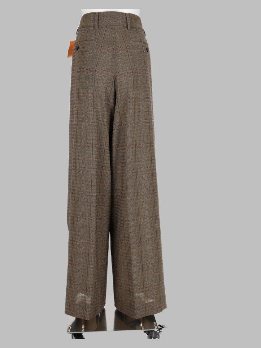 Dries Van Noten Grey Checkered High-Waisted Wide-Leg Pants
