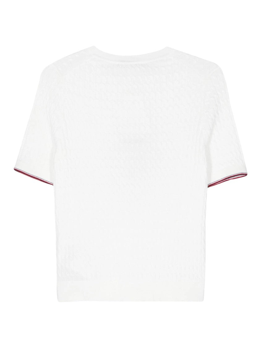 Tommy Hilfiger Textured Crop Top With Subtle Stripe Detail