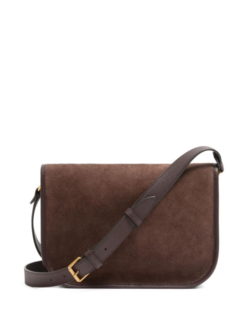 Valentino Garavani Rectangular Crossbody Bag In Brown Suede