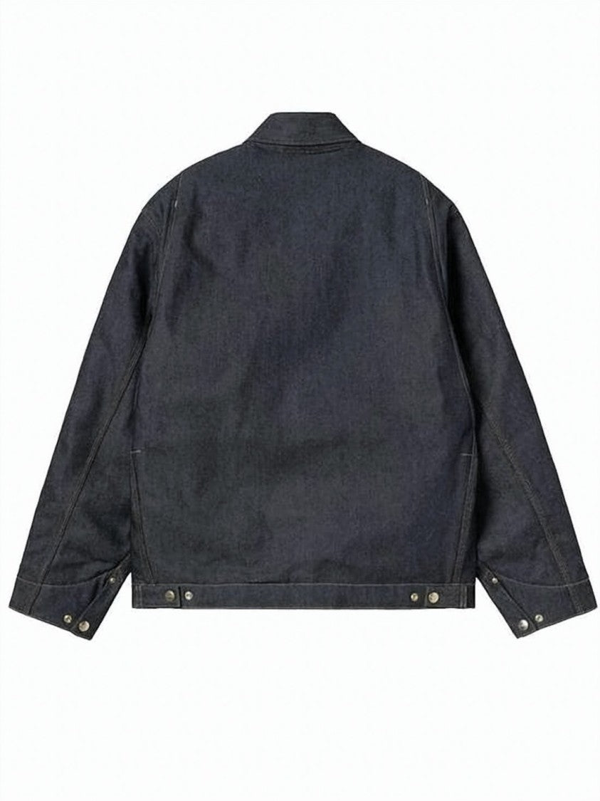 Carhartt Wip Boxy Fit Black Cotton Jacket With Adjustable Snap Details