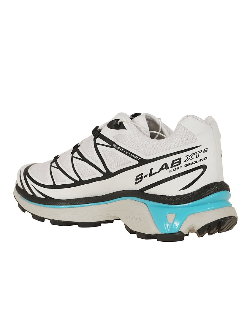 Salomon White Upper Trail Running Sneakers With Vibrant Blue Accents