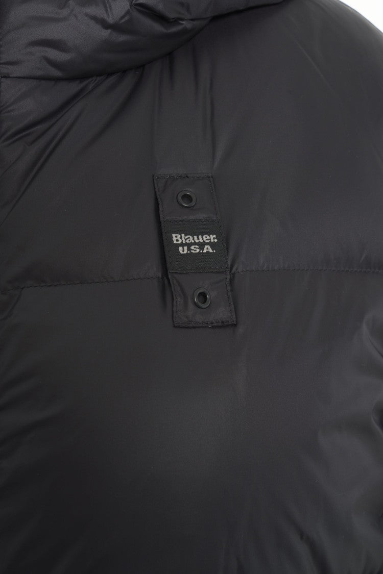 Blauer Long Down Jacket With Integrated Hood And Double-Slider Zipper