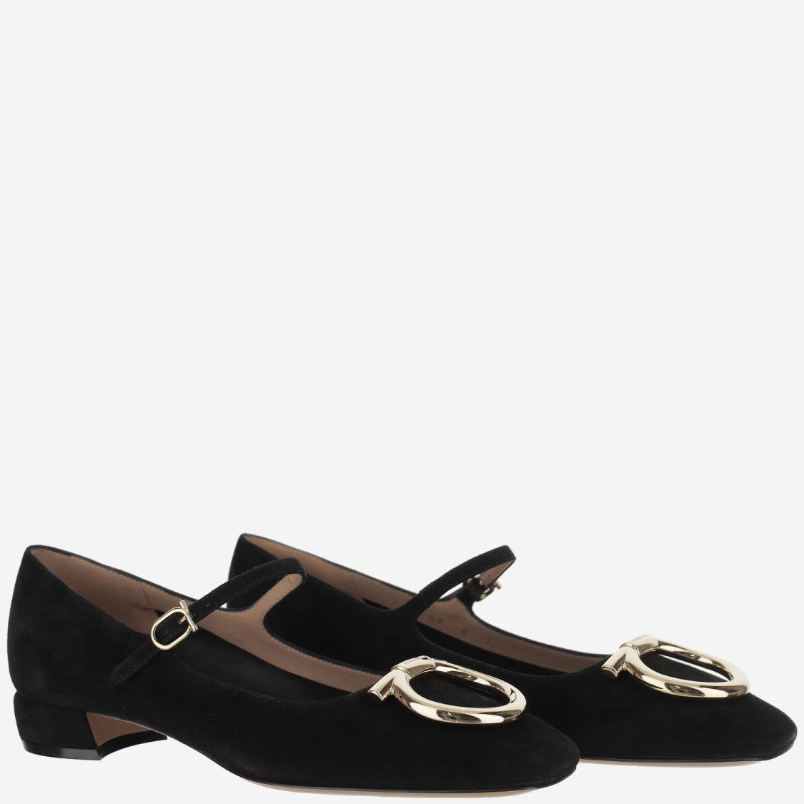 Salvatore Ferragamo Leather Ballerinas With Square Toe And Adjustable Strap Closure