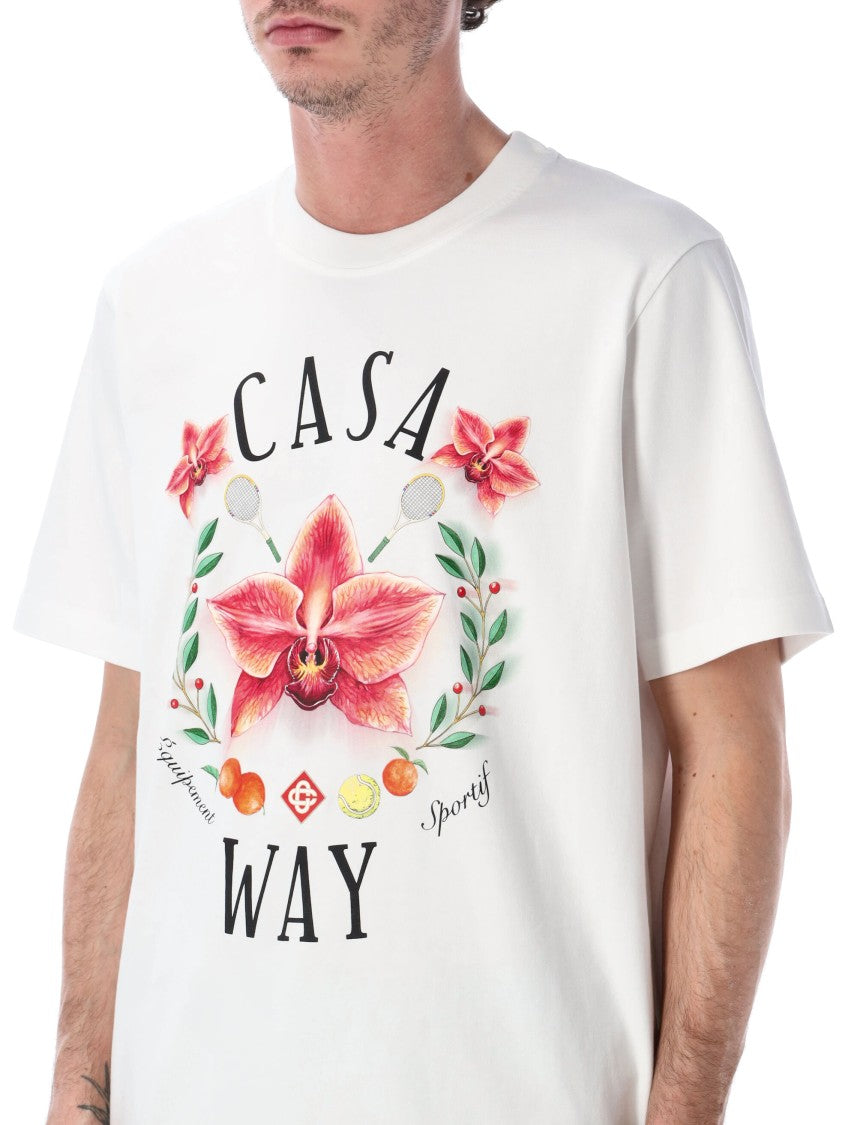 Casablanca Casa Way Orchid Organic Cotton T Shirt