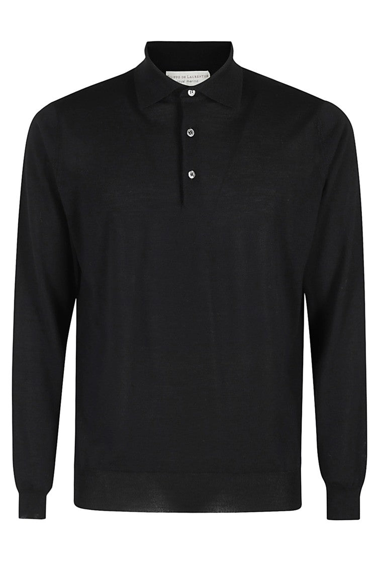 Filippo De Laurentiis Long-Sleeve Polo Shirt In Fine Merino Wool