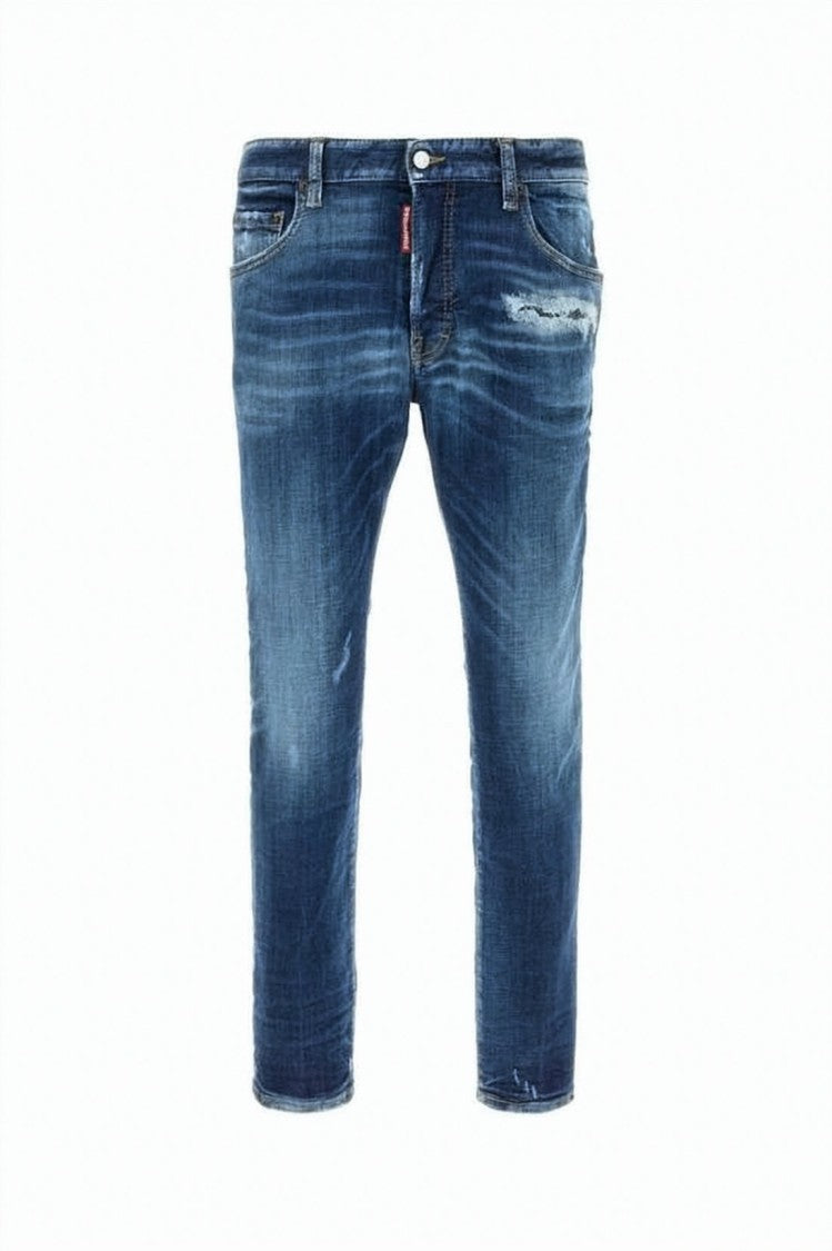 Dsquared2 Classic Blue Wash Denim Pants With Distressed Details