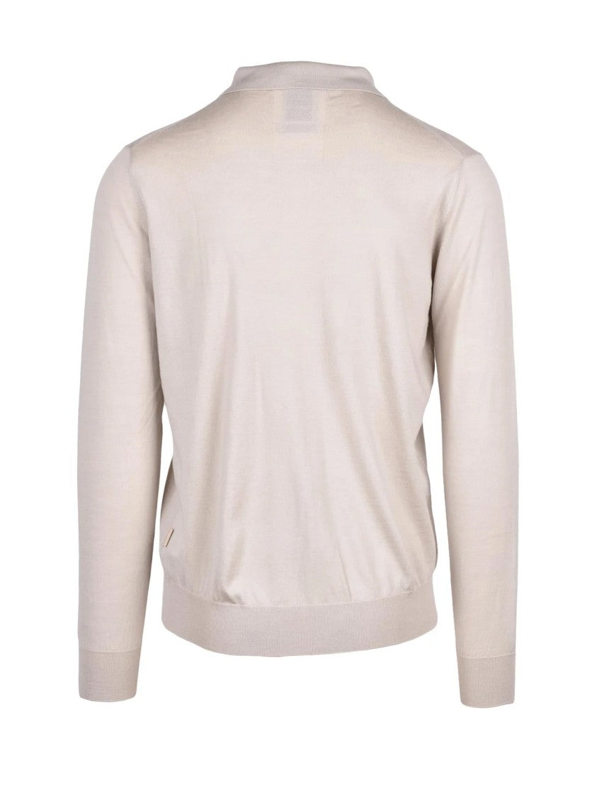 At.P.Co Refined Knitted Polo Sweater In Luxurious Merino Wool