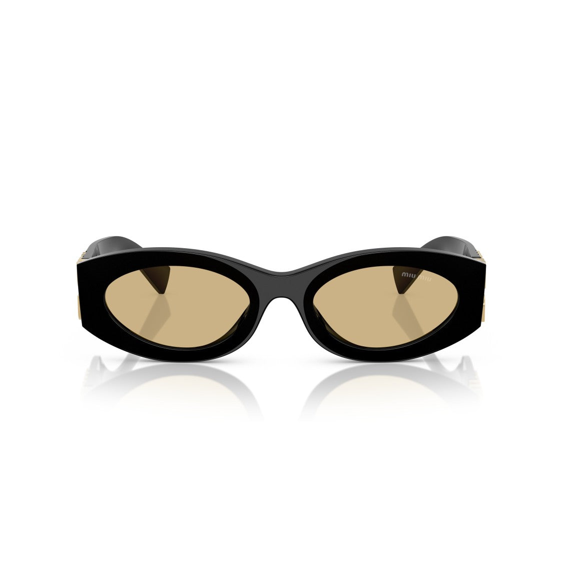 Miu Miu 0Mu 11Ws Glossy Black Acetate Oval Sunglasses