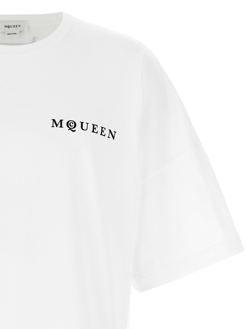 Mcqueen Oversized Heavy Cotton T-Shirt With Mcqueen Logo Prints