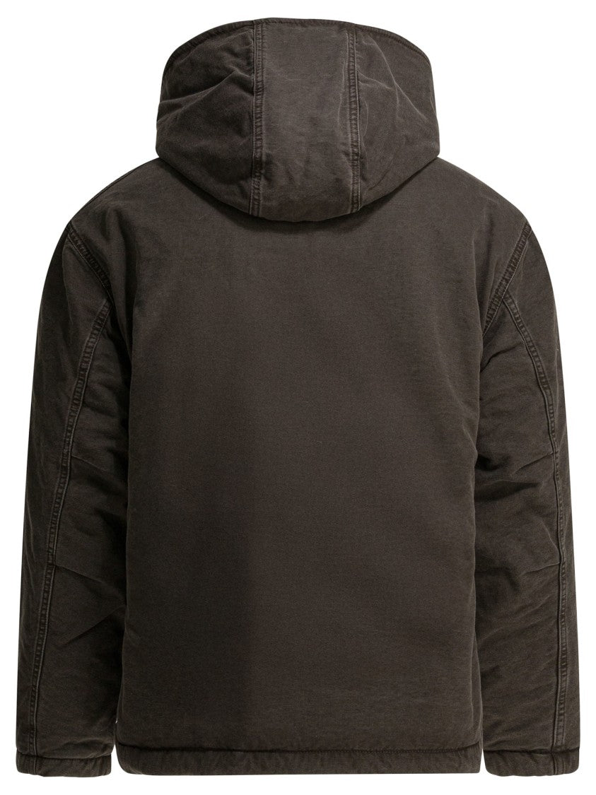 Carhartt Wip Classic Brown Cotton Jacket With Sherpa Fleece Lining