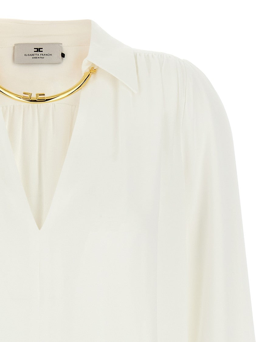 Elisabetta Franchi Viscose Georgette Shirt With Removable Necklace Detail