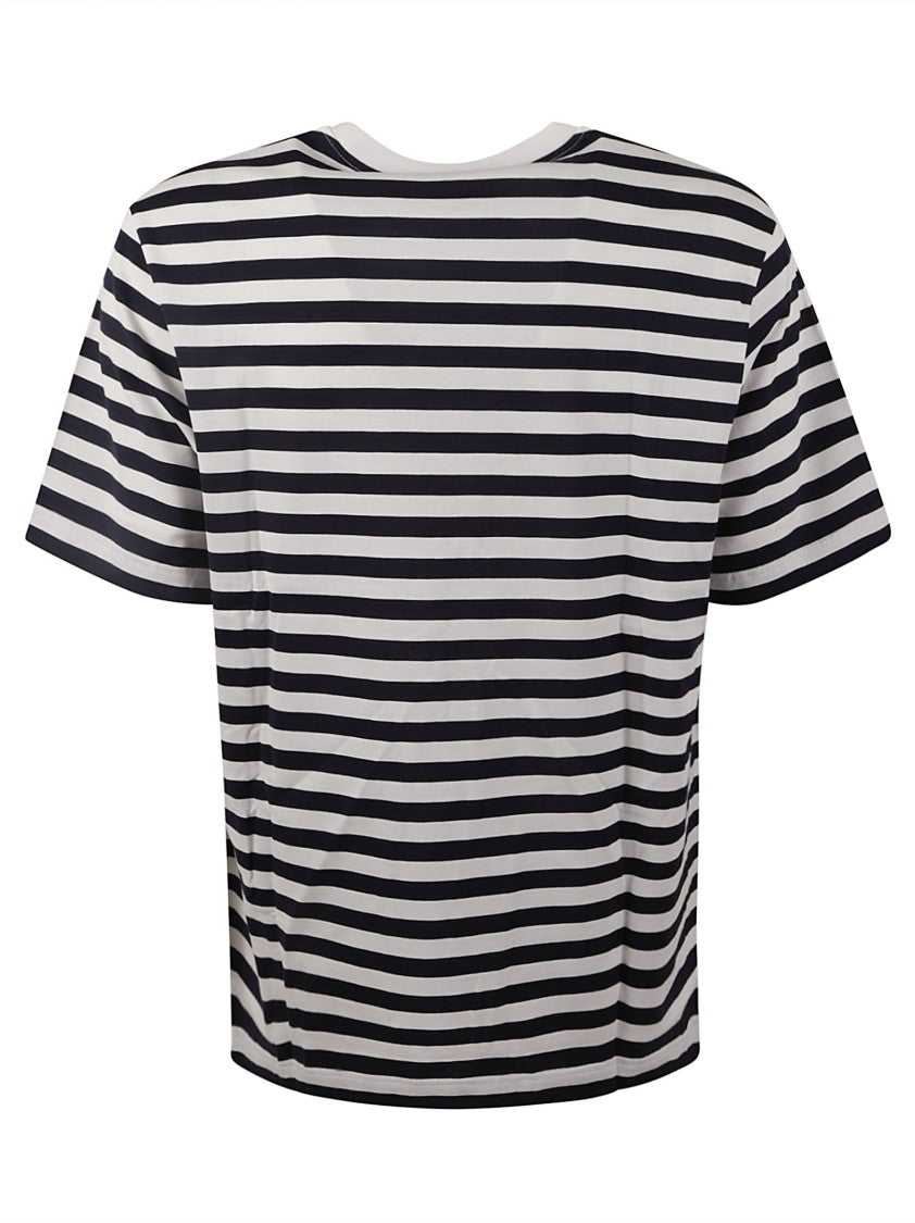 Versace Classic Striped White T-Shirt With Embroidered Emblem
