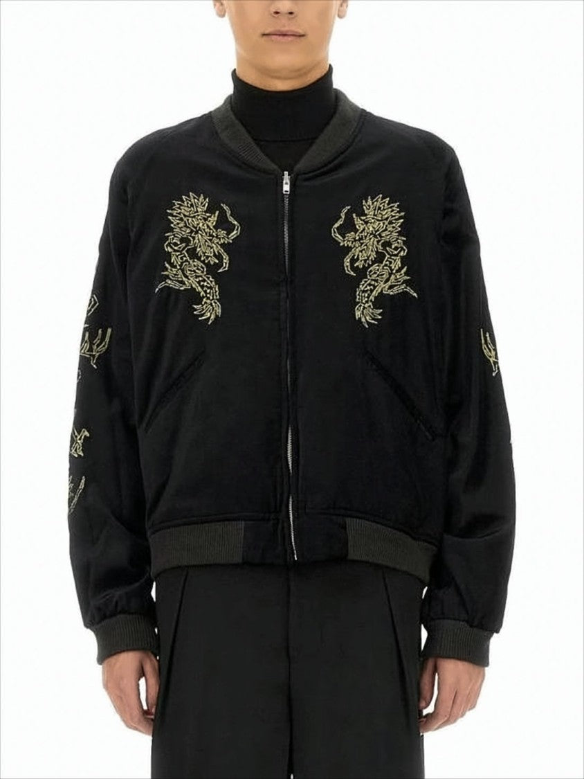 Sasquatchfabrix Sasquatchfabrix Embroidered Black Bomber Jacket