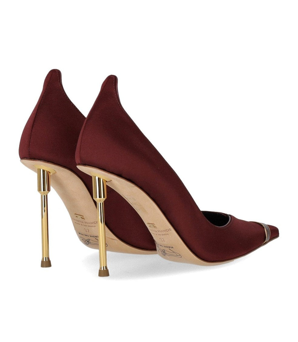 Elisabetta Franchi Burgundy Satin Pump
