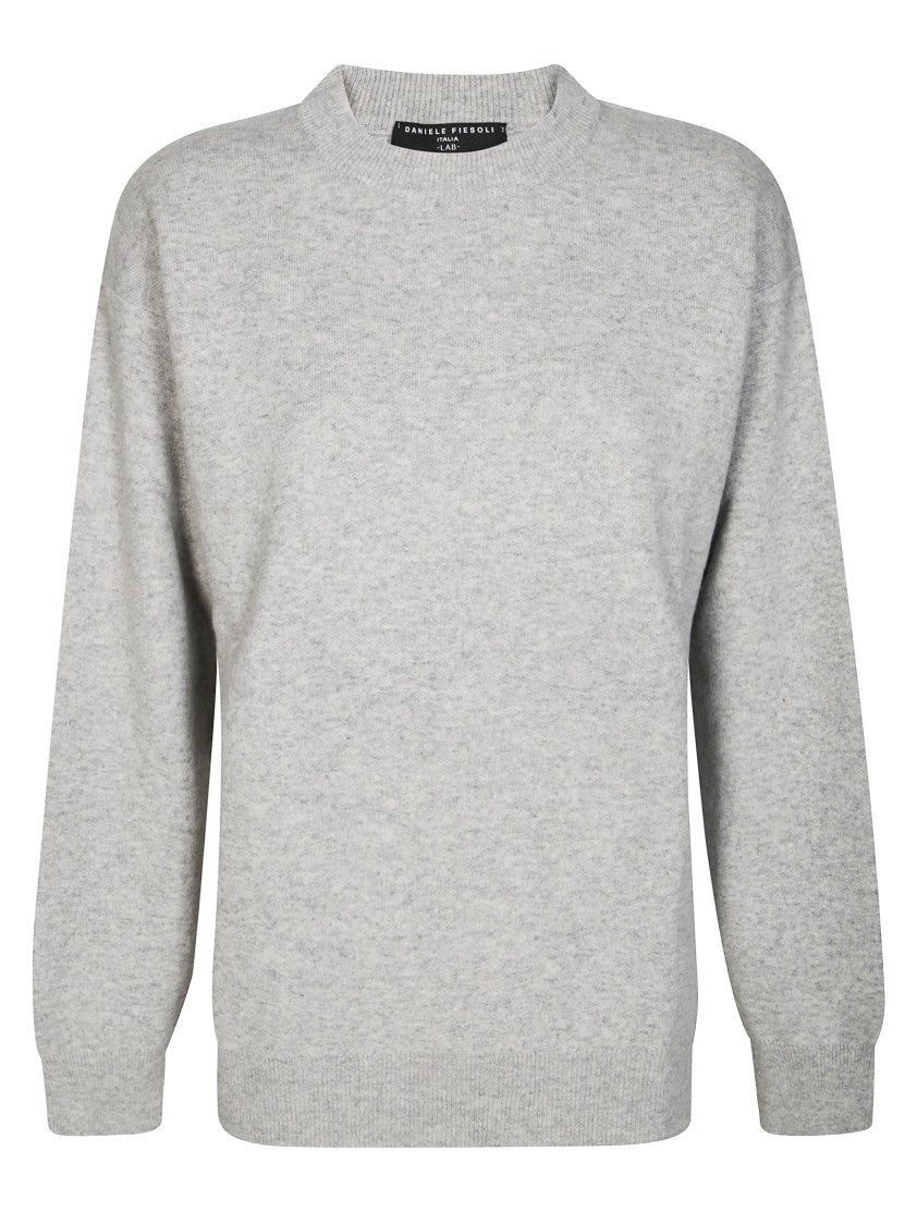 Daniele Fiesoli Light Grey Oversized Knit Sweater With Dropped Shoulders