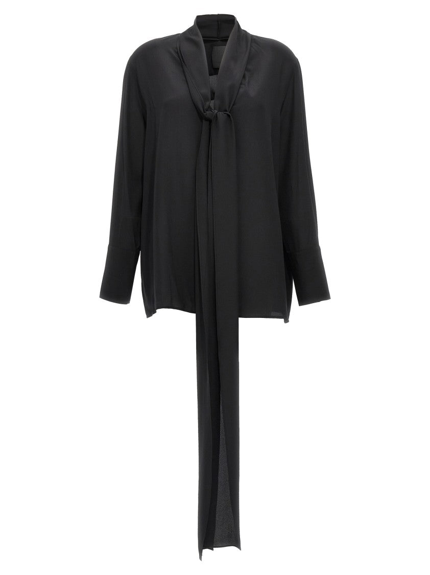 Givenchy Silk Crêpe De Chine Shirt With Lavallière Collar And Deep V-Neck
