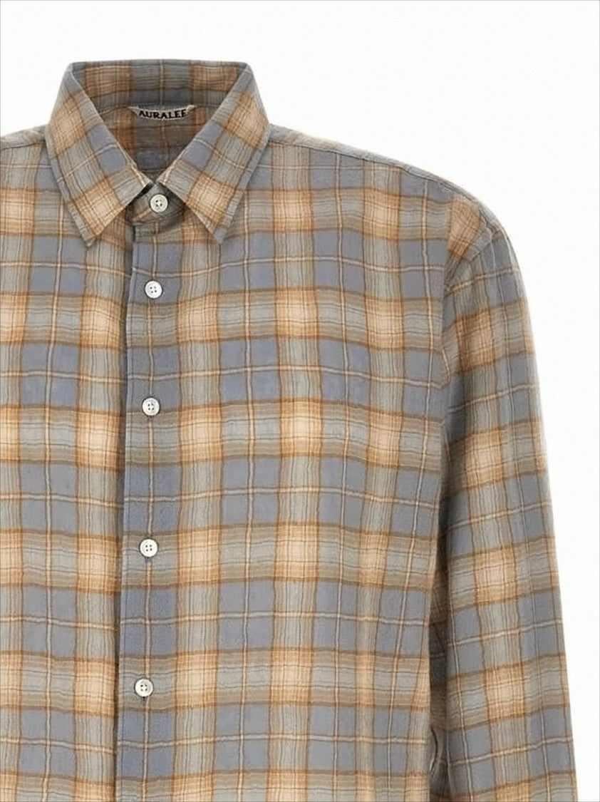 Auralee Soft Wool Long-Sleeve Plaid Shirt
