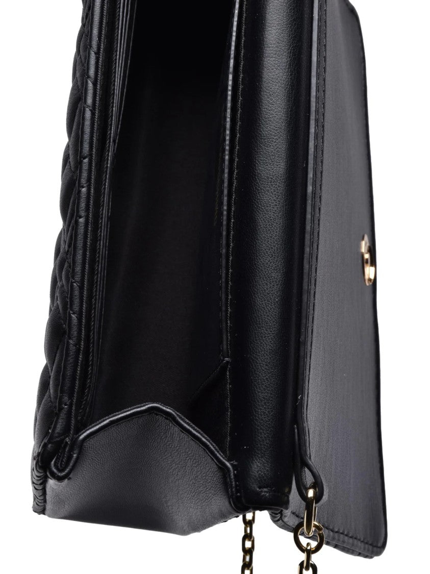 Love Moschino Quilted Black Crossbody Bag With Gold Chain Strap