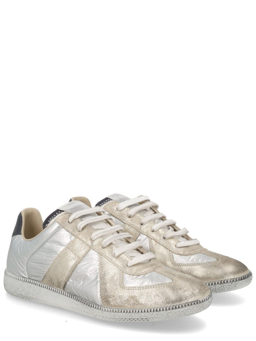 Maison Margiela Silver Replica Polyester-Blend Suede Sneakers