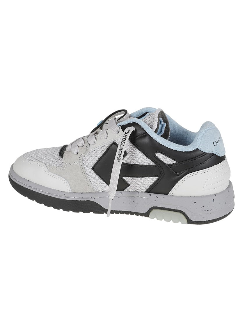 Off-White Mesh Sneakers With Leather Accents