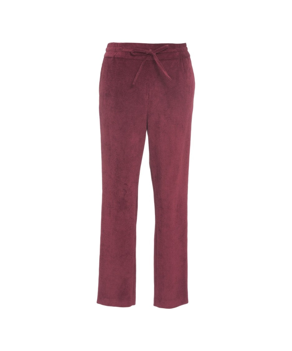 Gender Burgundy Corduroy Pants With Adjustable Waistband