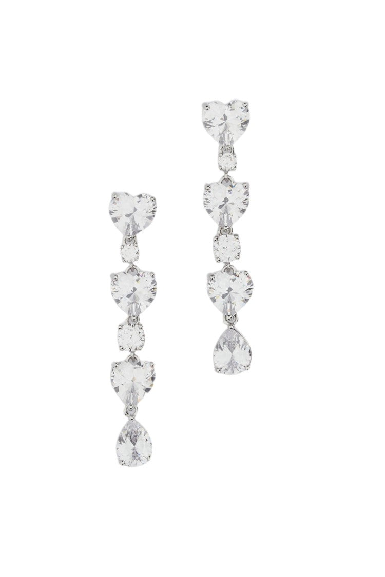 Self-Portrait Silver Crystal Heart Tiered Earrings