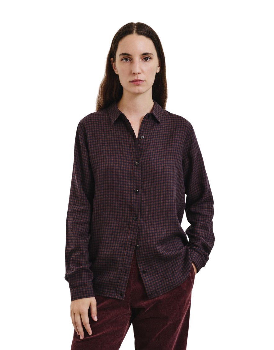 Pomandère Notte Gingham Lyocell-Cotton Flannel Shirt