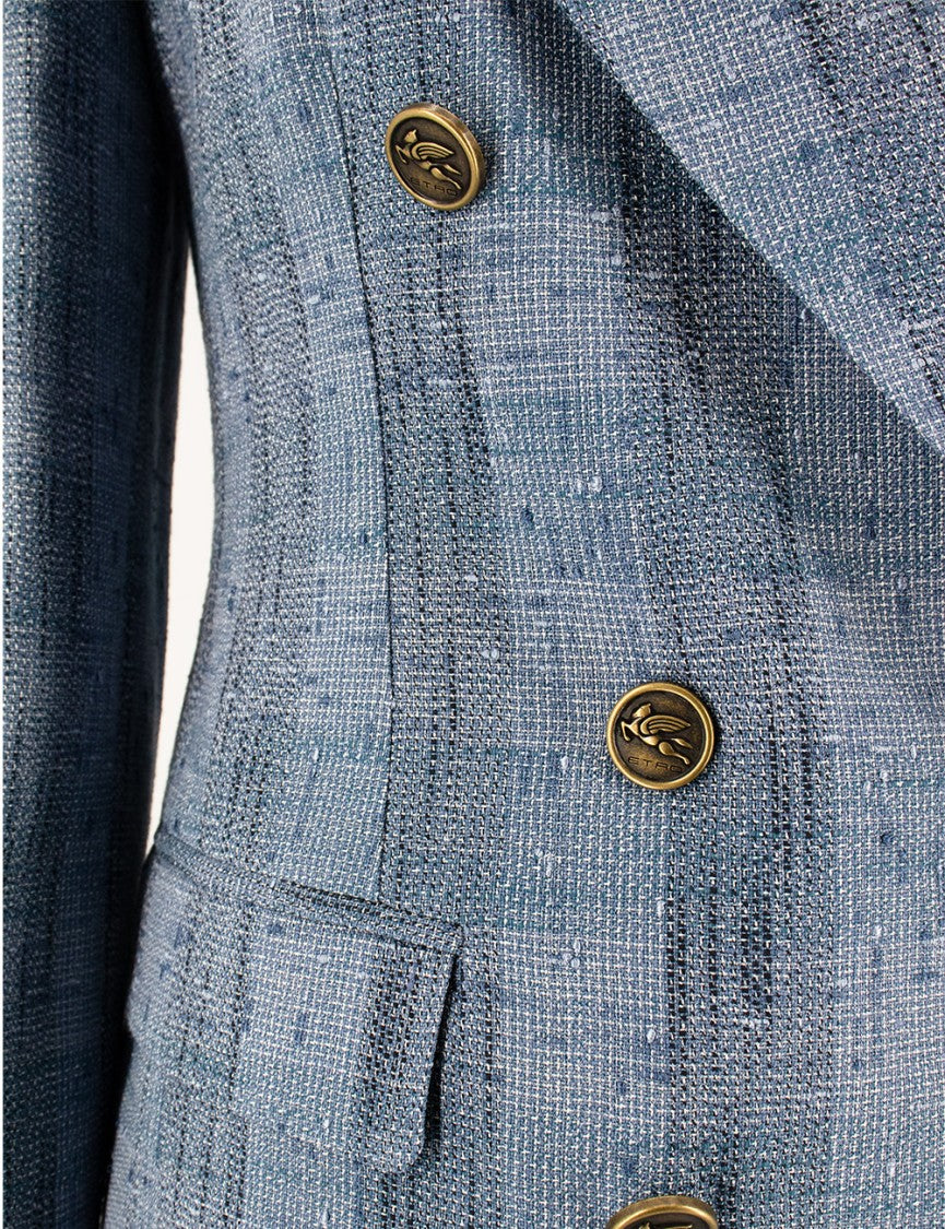 Etro Tailored Double-Breasted Jacket With Peaked Lapel And Embossed Buttons