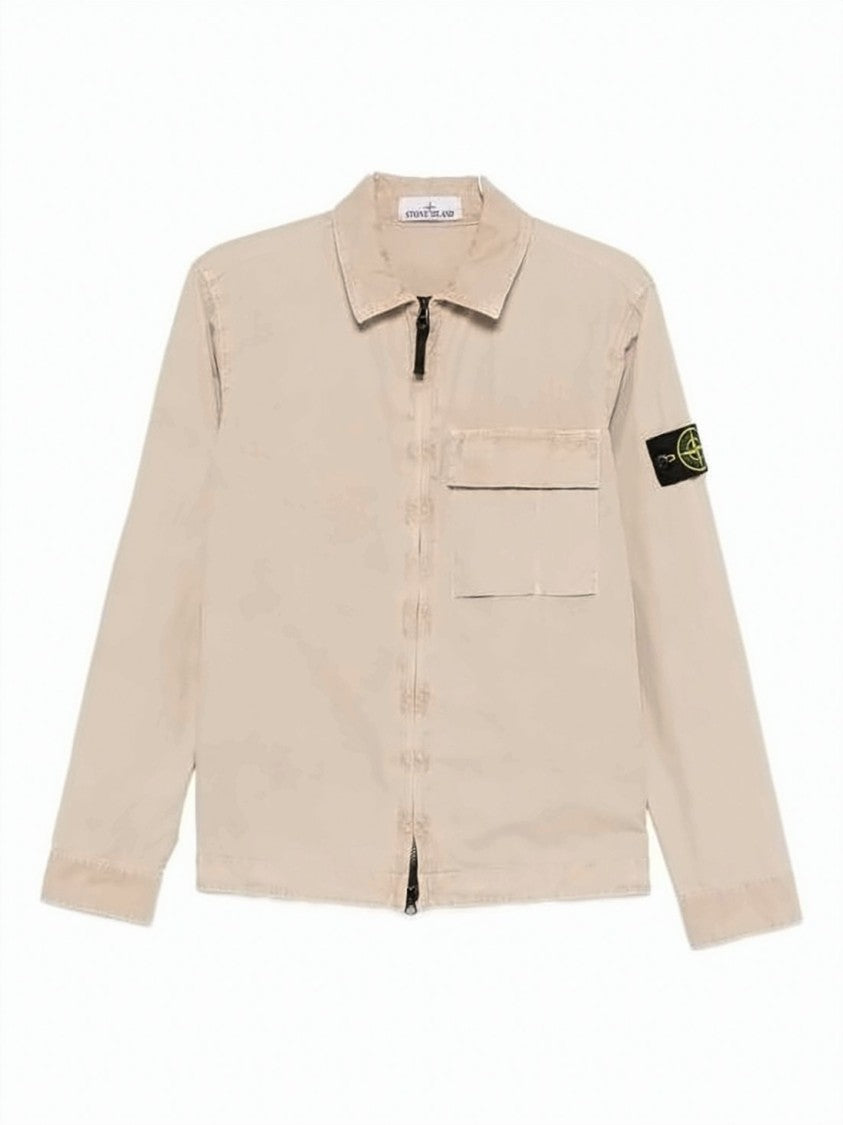 Stone Island Beige Jacket With Distinctive Patch