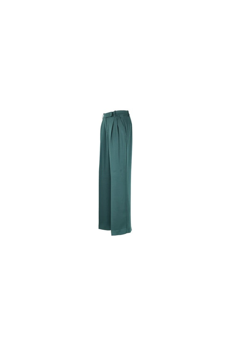 Pinko Green Acetate-Blend Wide-Leg Pants